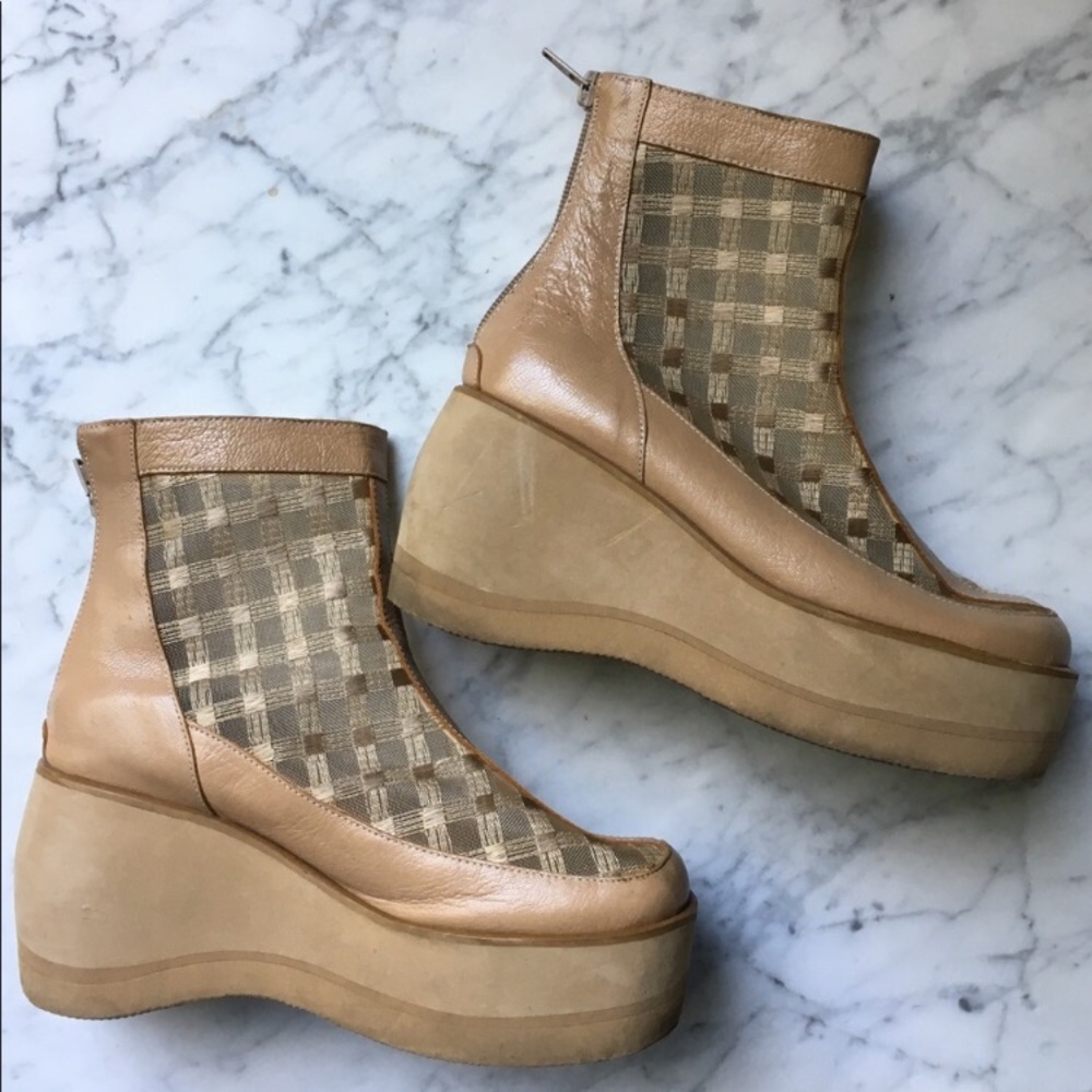 SOLD :: Vintage 70s Mesh Platform Boot - Picture 2 of 8